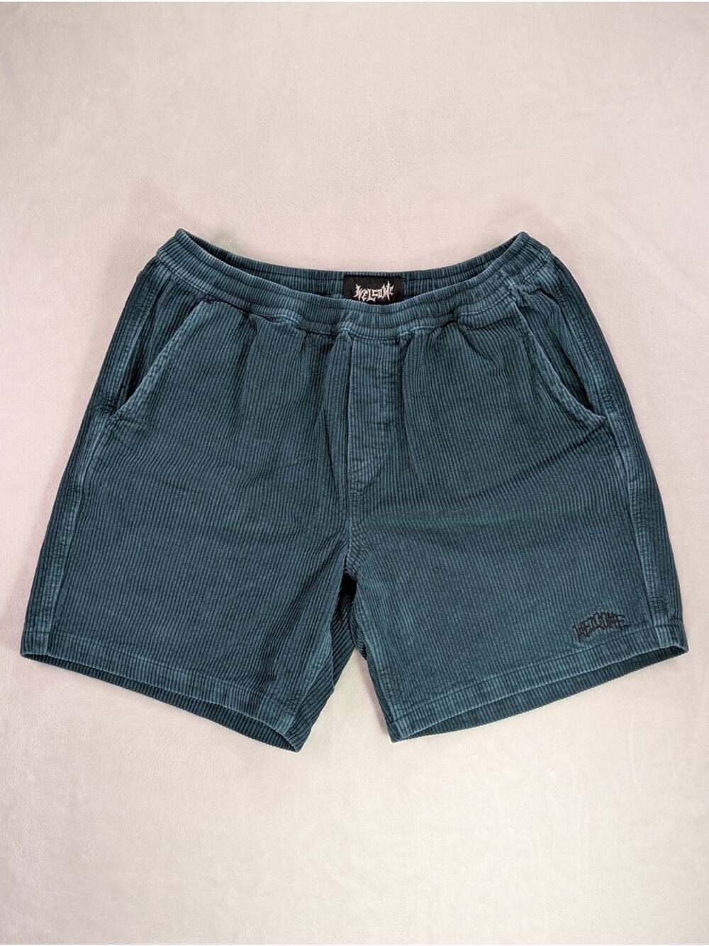 Welcome Skateboards Hydra Corduroy Shorts Mens Small Green Baggy Skate Y2K Goth